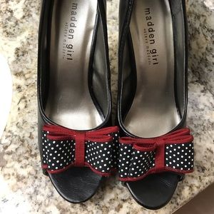 Madden Girl 4” Black Platform Sexy Heel with Bow